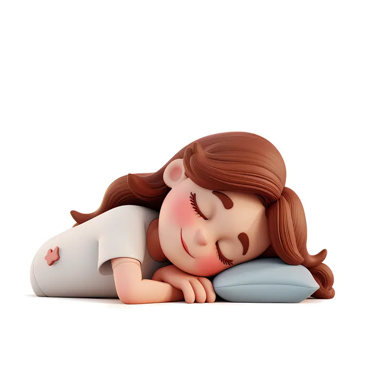 Sleeping Child on Bed with Pillow