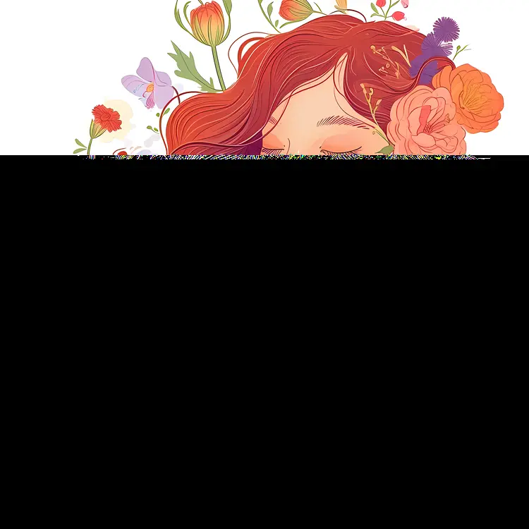 Colorful Flowers and Woman Illustration