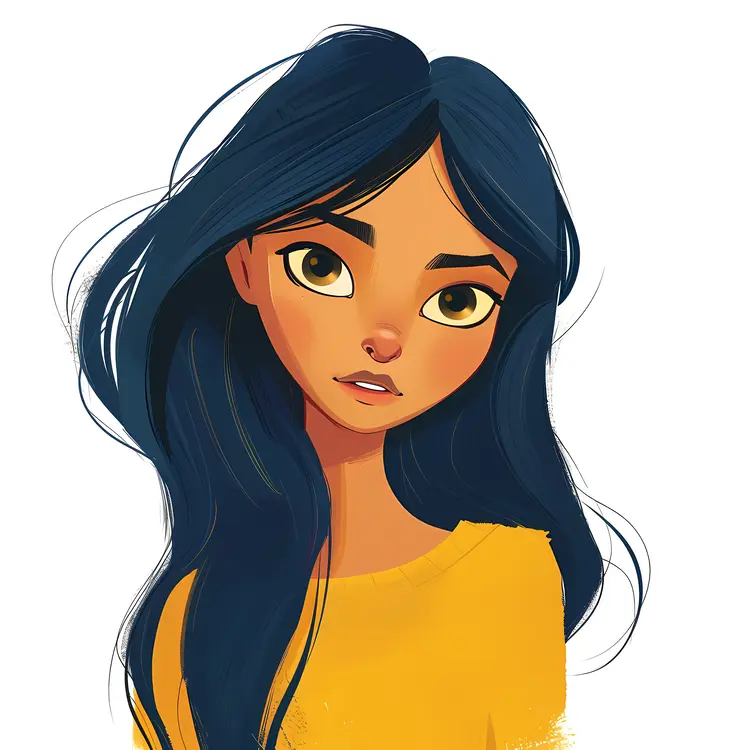 Stylized Portrait of a Girl in a Yellow Top