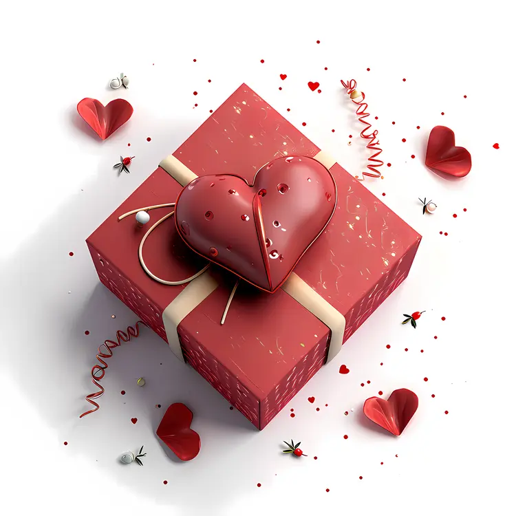 Red Gift Box with Heart Decoration