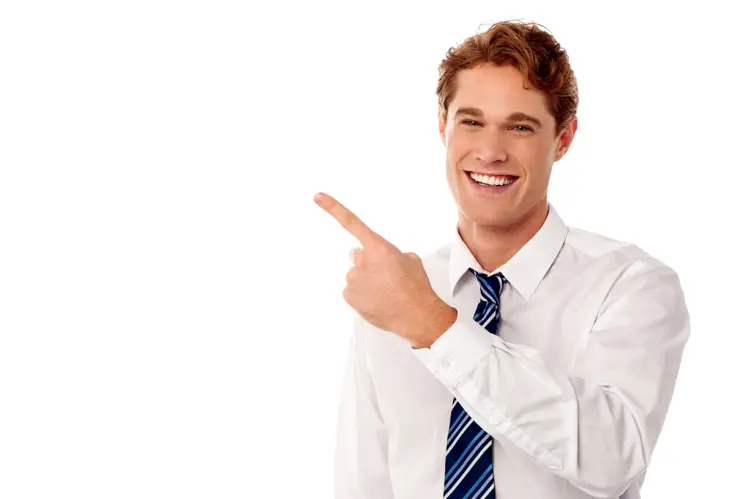 Man in White Shirt Pointing