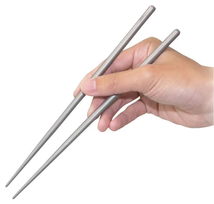 Hand Holding Metal Chopsticks