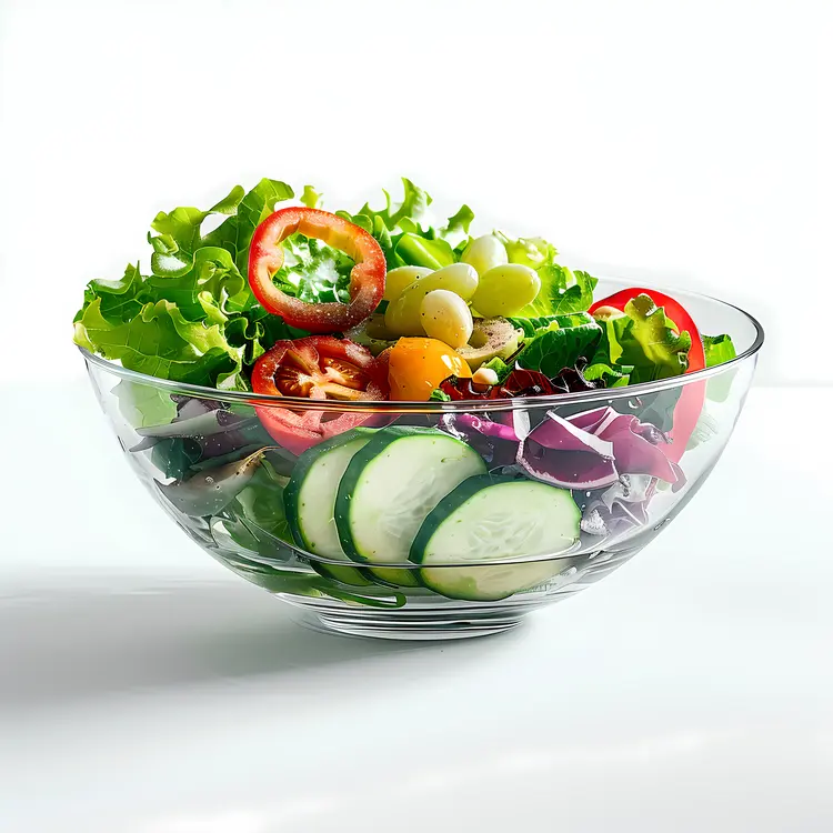 Vegetable Salad in Glass Bowl