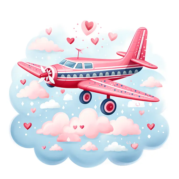 Pink Airplane with Heart Motifs