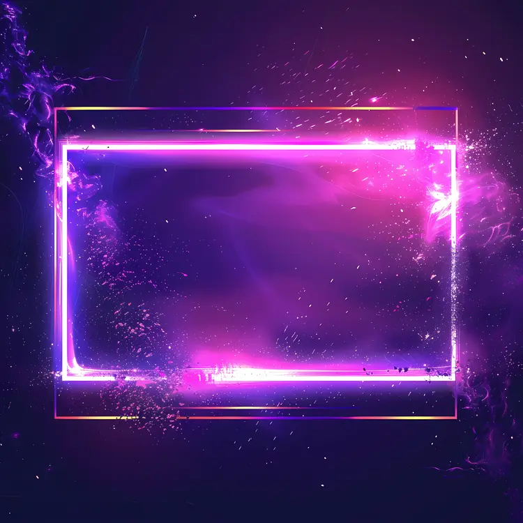 Neon Rectangle Frame with Pink and Purple Glow