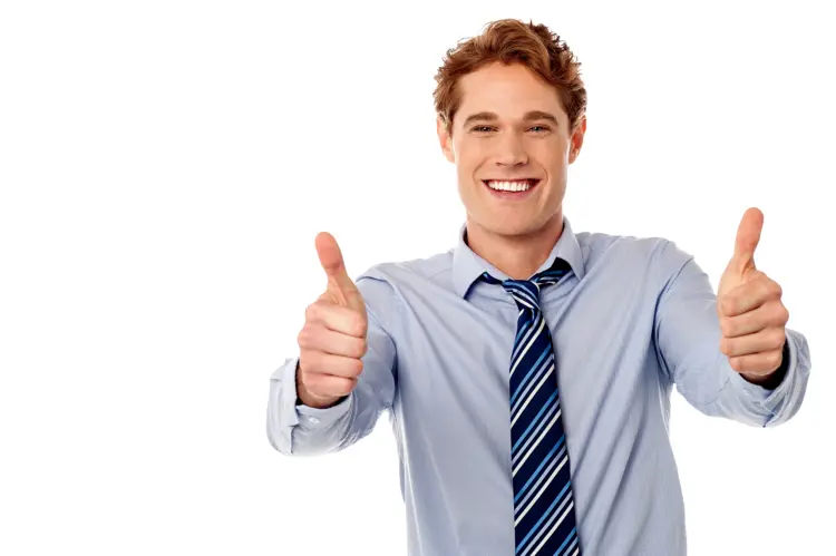 Smiling Man Giving Double Thumbs Up