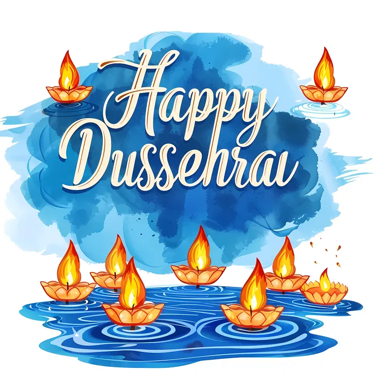 Happy Dussehra with Multiple Diyas