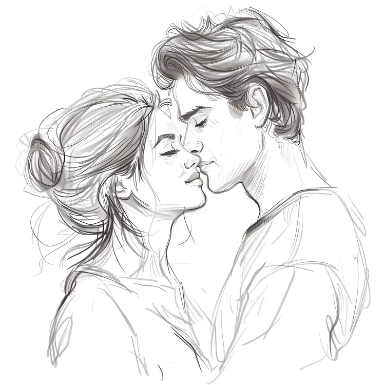Tender Sketch of a Loving Couple