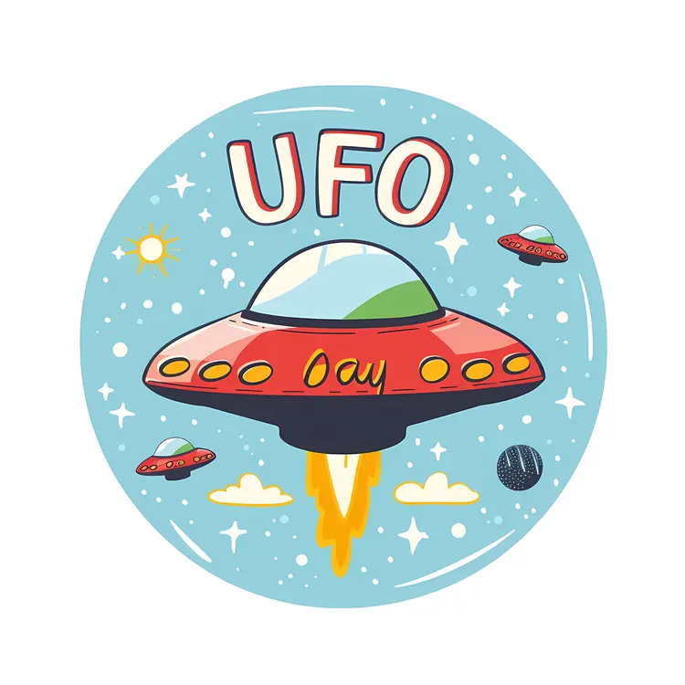 UFO Day with Cartoon Flying Saucers
