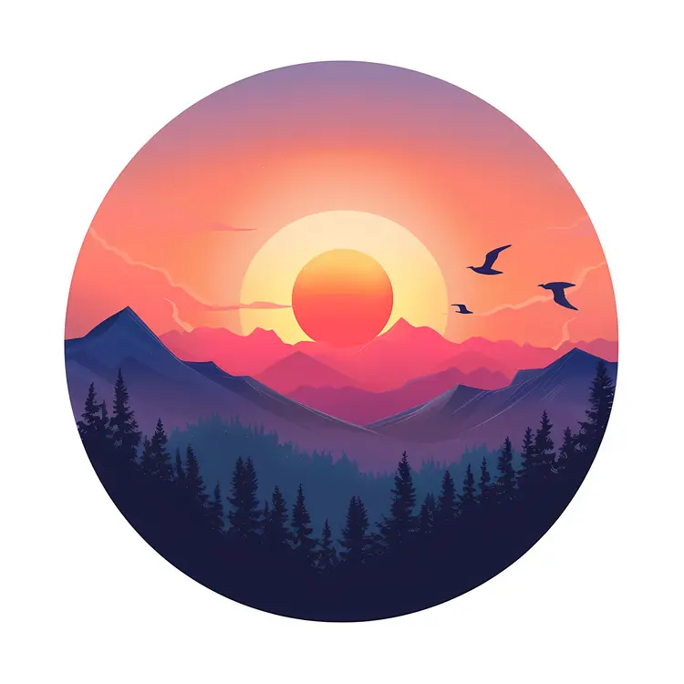 Sunset Over Mountain Landscape