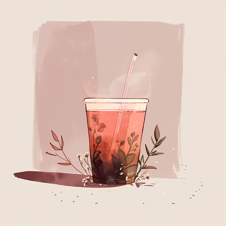 Floral Pink Drink Illustration