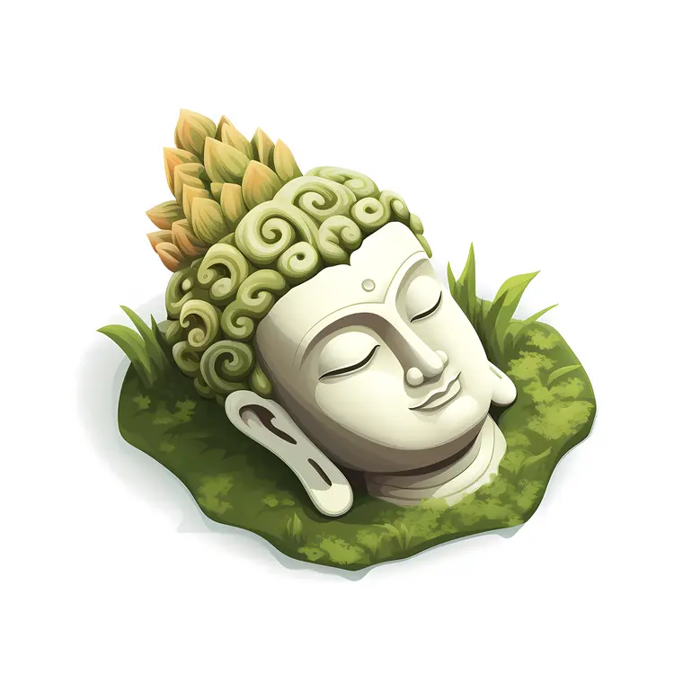 Tranquil Buddha Head Statue in Nature