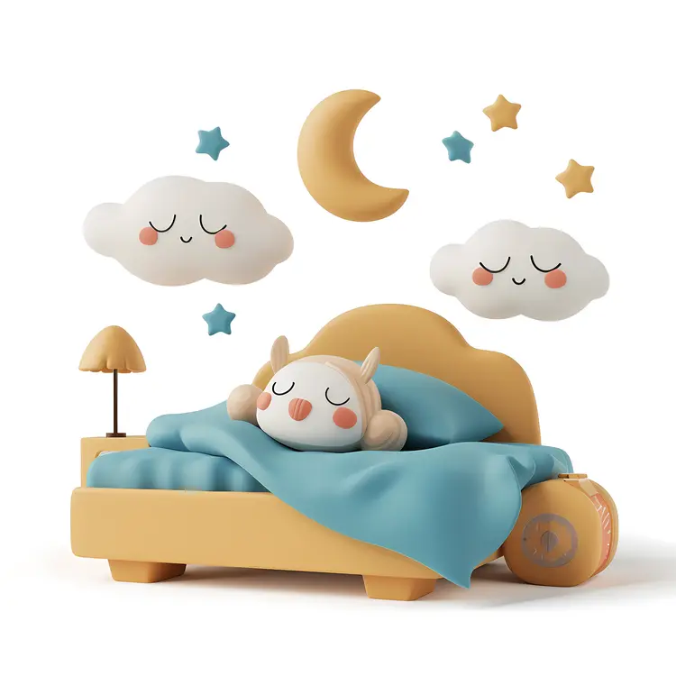 Sleeping Creature with Moon and Stars