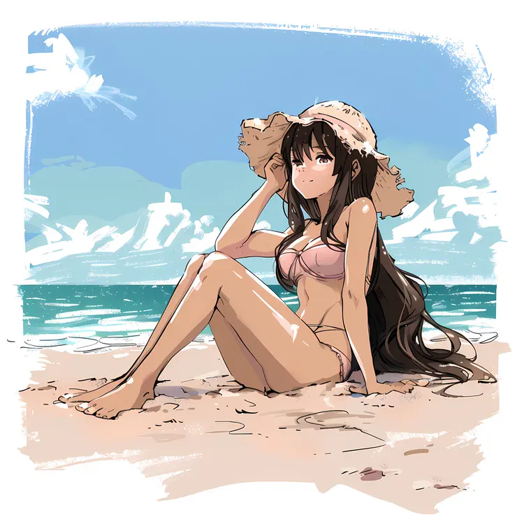Girl Sitting on the Beach