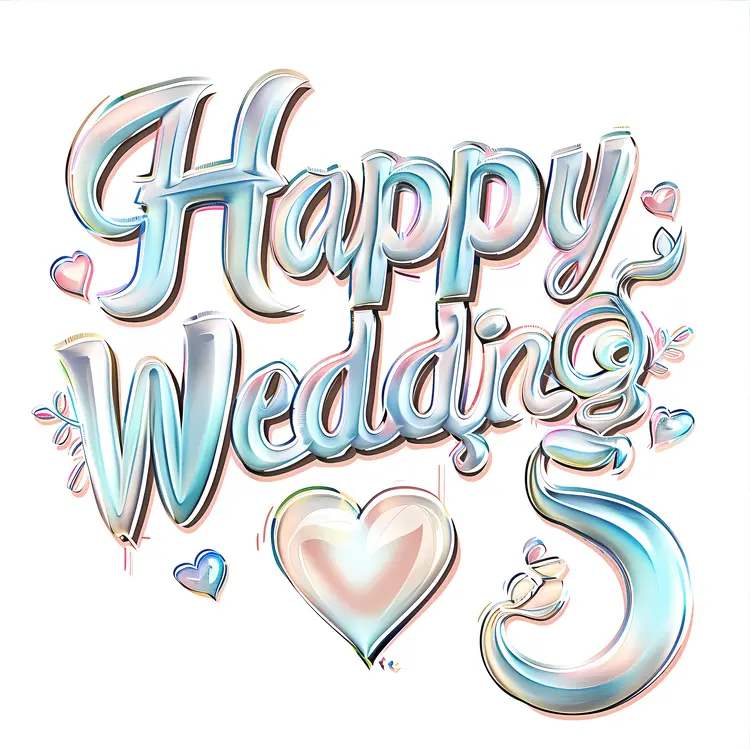 Happy Wedding Greeting with Hearts