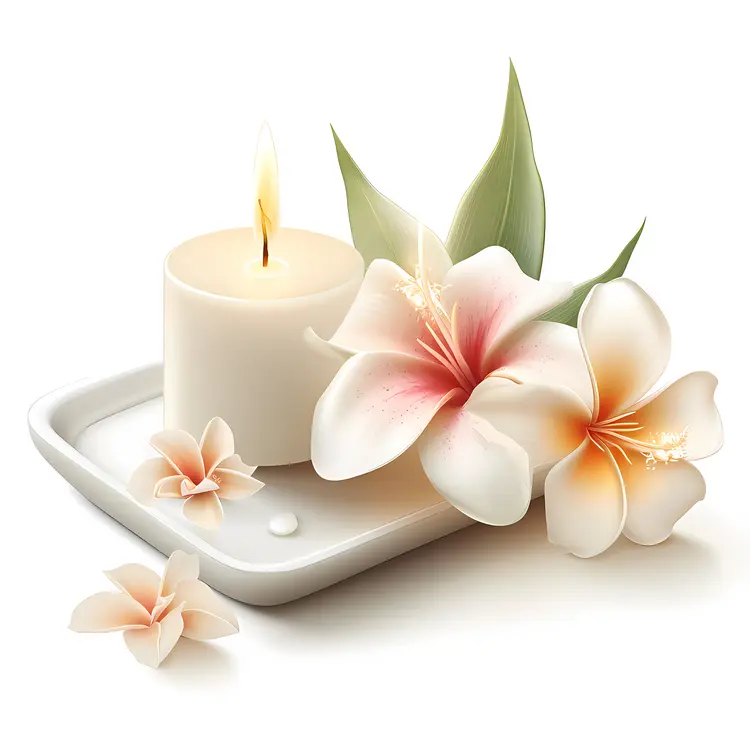 Elegant Spa Candles with Plumeria Flowers