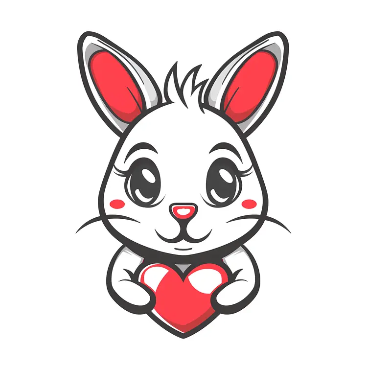 Cute Bunny Holding a Heart