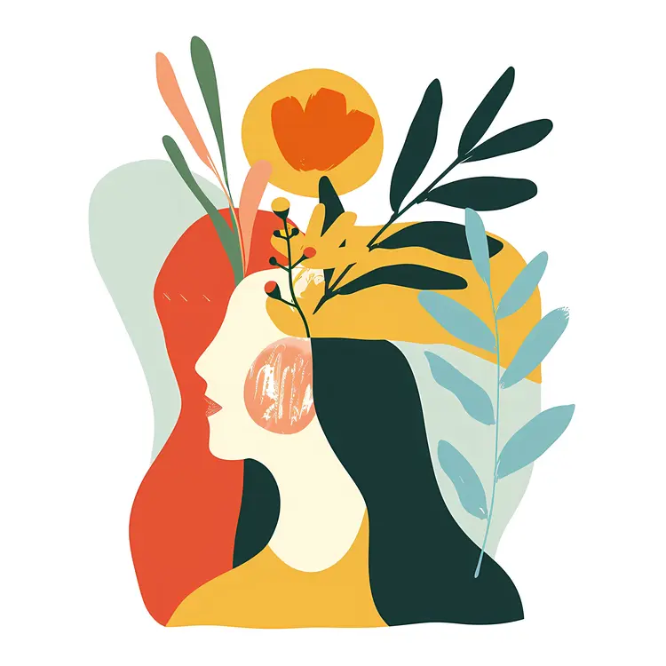 Abstract Woman with Nature Elements