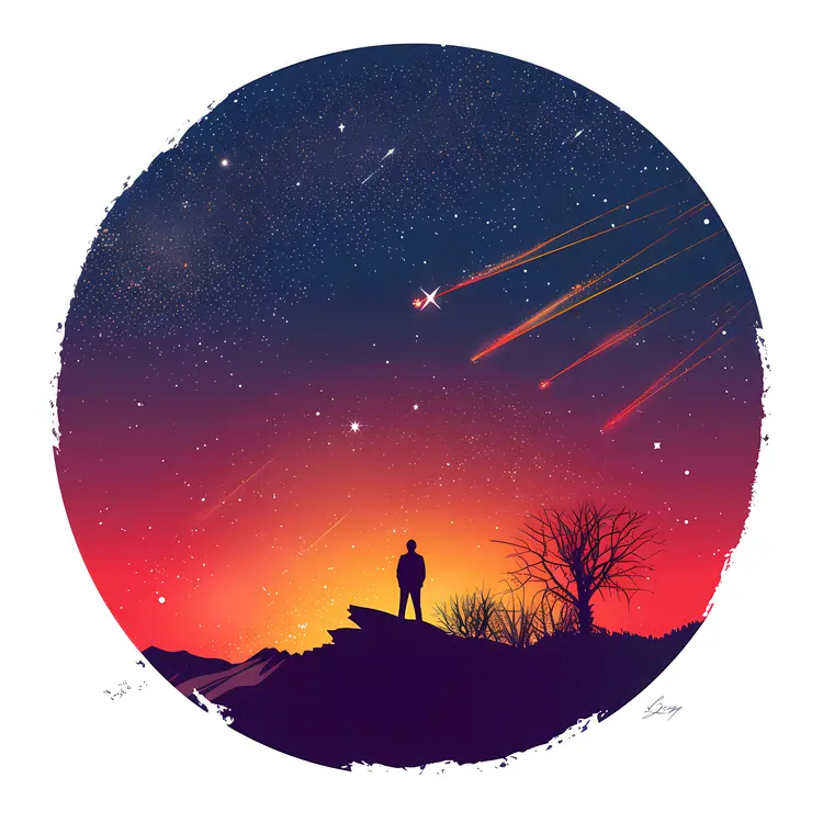 Meteor Shower at Sunset