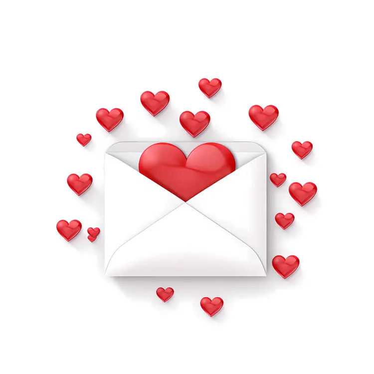 Red Hearts in Envelope for Valentine's Day