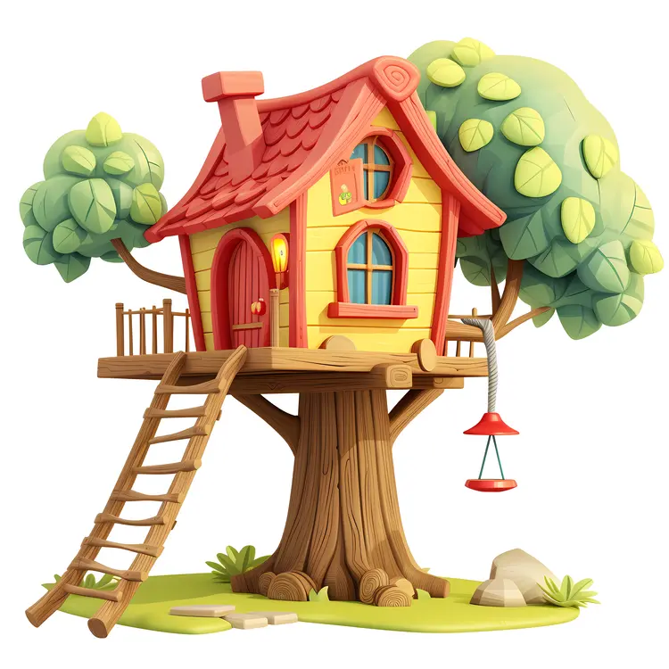Whimsical Treehouse with Swing