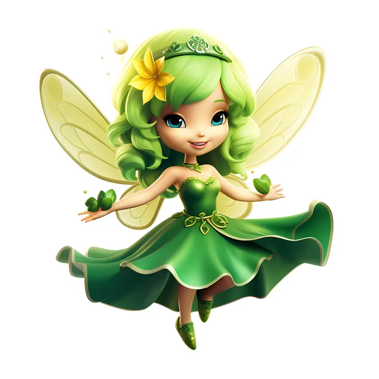 Cute Green Fairy Illustration
