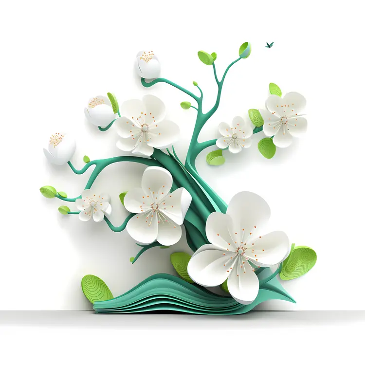 White Flowers Blooming on a Tree
