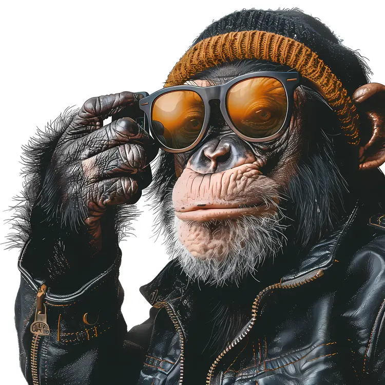 Cool Chimpanzee with Sunglasses and Hat