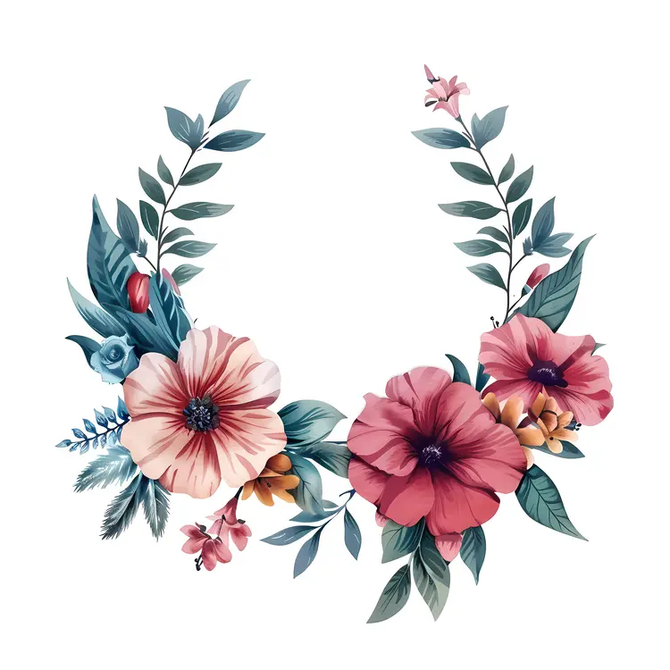 Beautiful Floral Wreath with Leaves