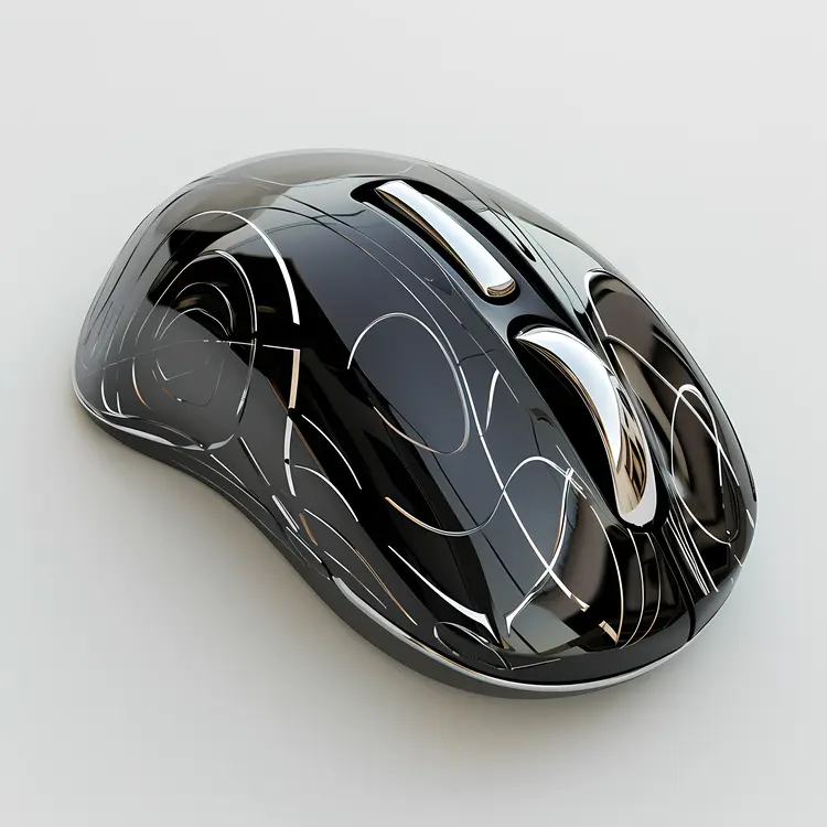 Black Computer Mouse with Abstract Design