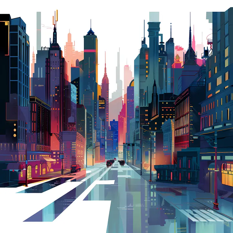 Futuristic City with Skyscrapers