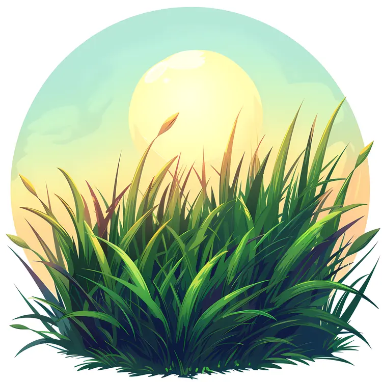 Sunset Over Green Grass