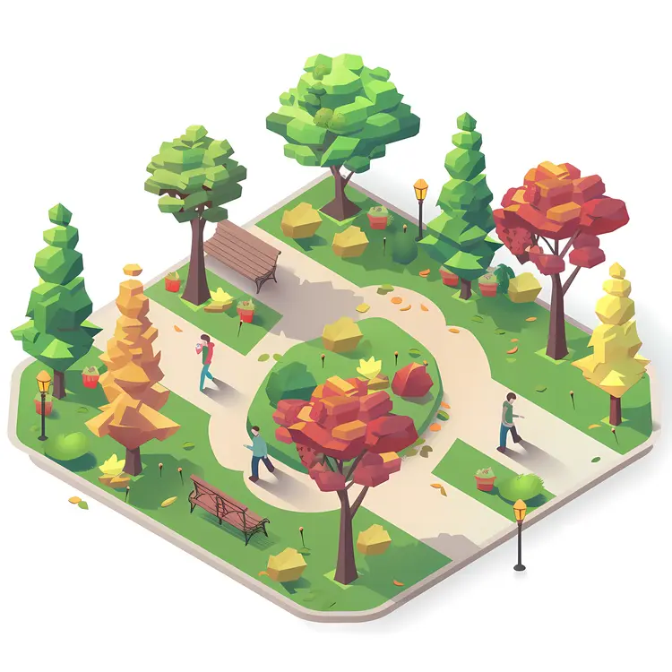 People Walking in an Autumn Park