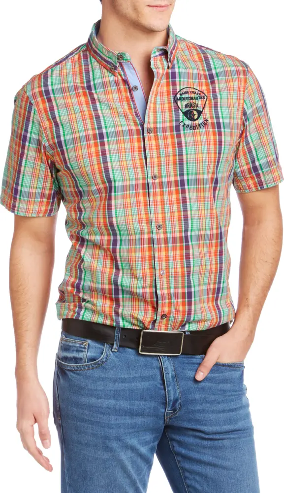 Colorful Plaid Short Sleeve Shirt