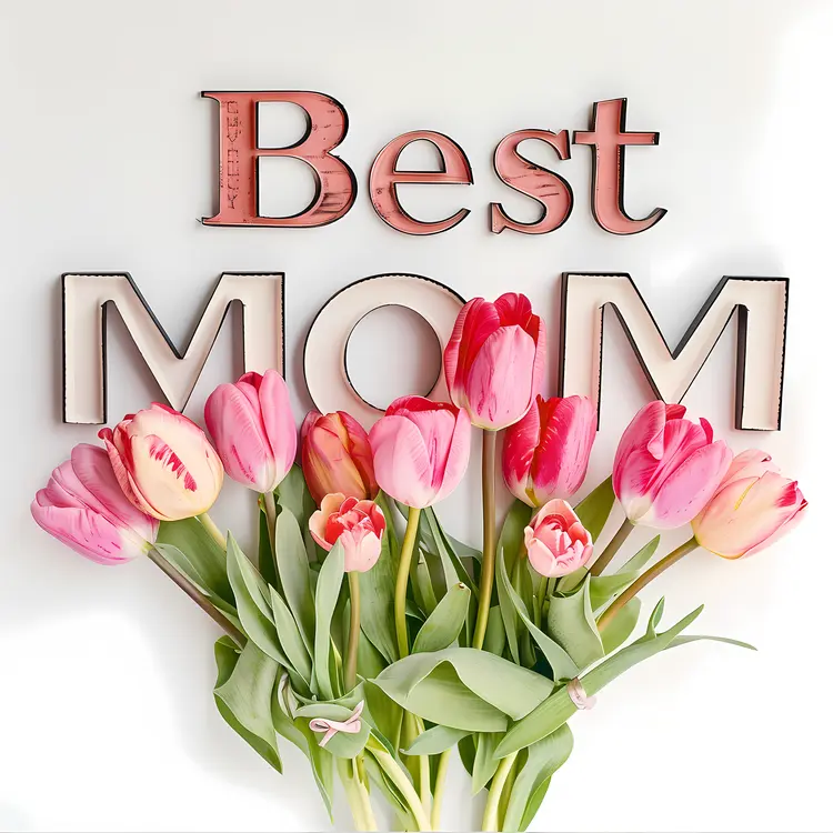 Best Mom with Tulips