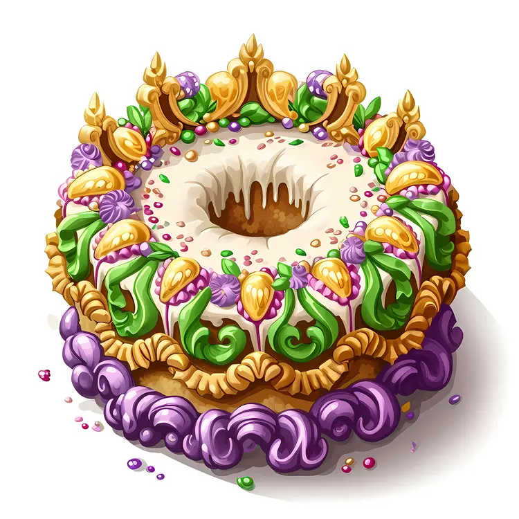 Decorative Mardi Gras Cake with Crown