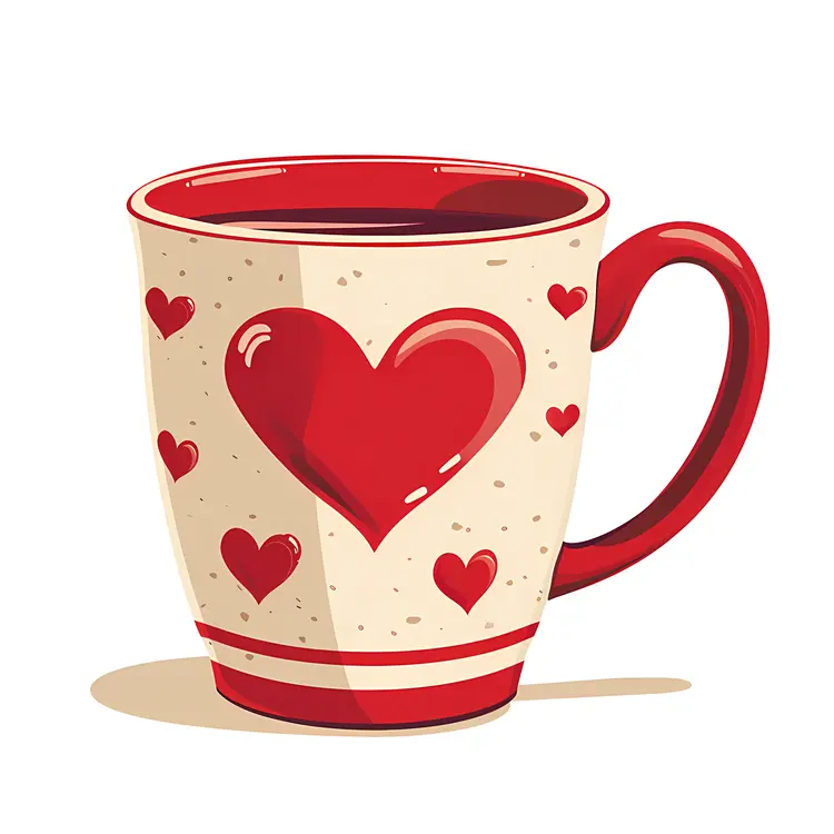 Heart-decorated beige cup