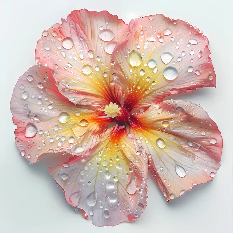 Pink Hibiscus Flower with Dew Drops