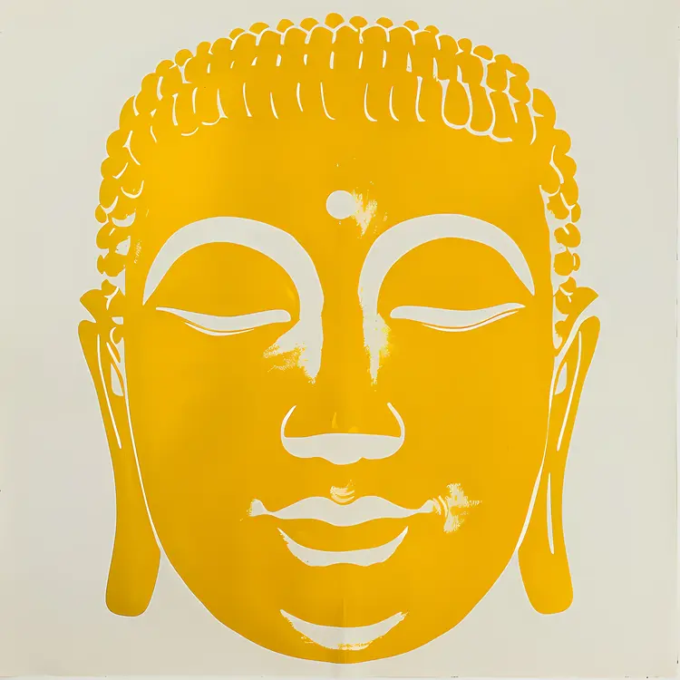 Yellow Buddha Face Illustration