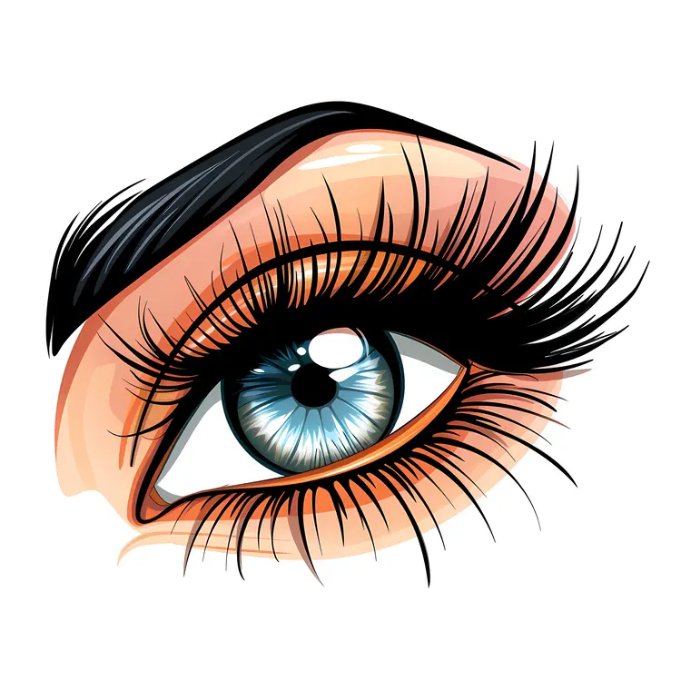 Open Eye with Blue Iris and Thick Eyelashes