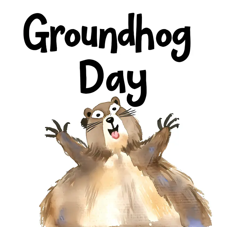 Happy Groundhog Illustration for Groundhog Day