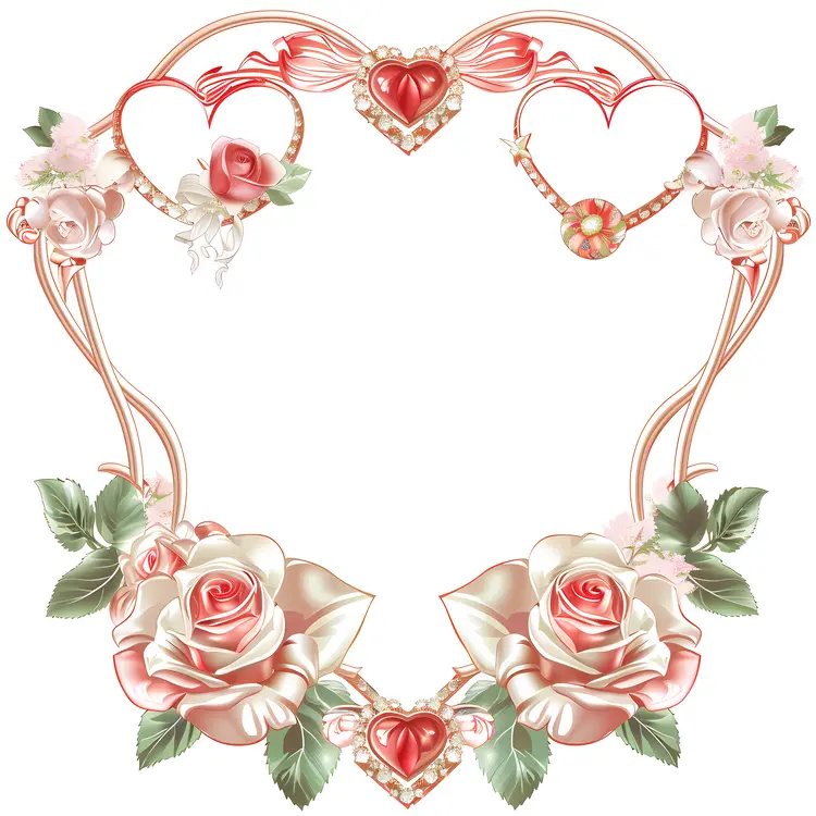 Romantic Heart and Roses Frame
