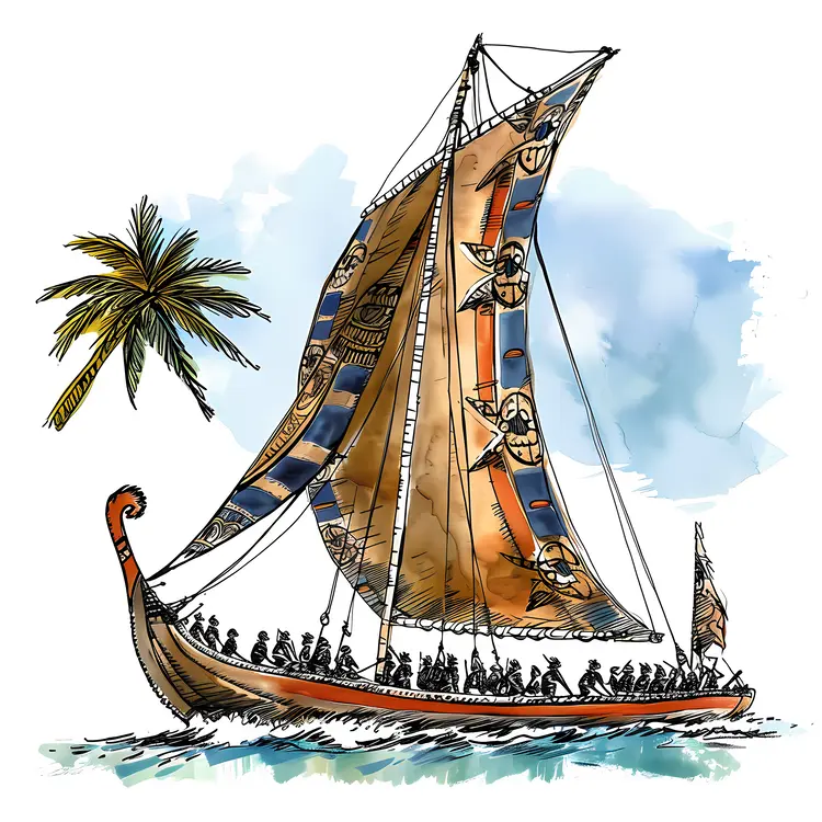 Sailing Boat with Palm Tree