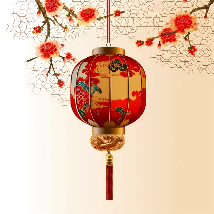 Red Lantern with Elegant Floral Design