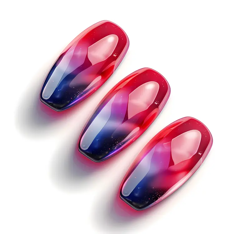 Gradient Nails with Red and Blue Shades