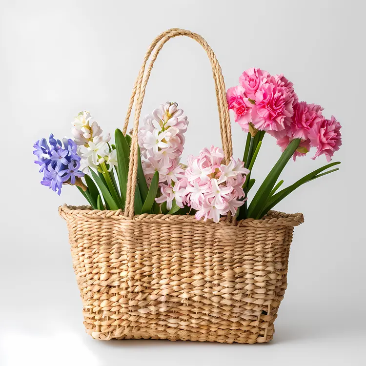 Basket with Pink and White Flowers