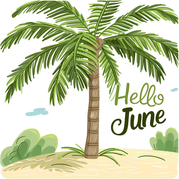 Palm Tree with Hello June Text