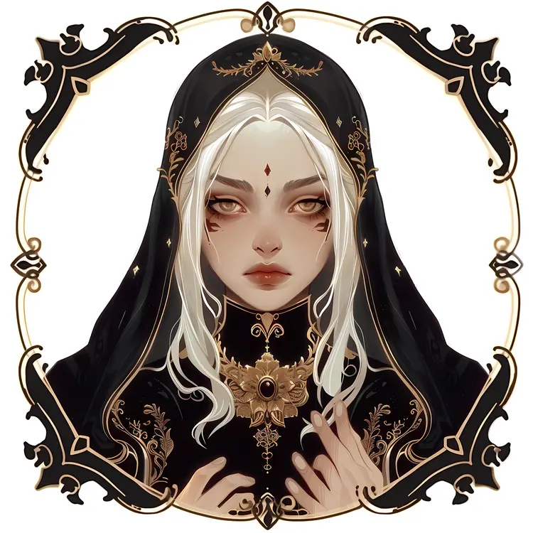 Mysterious Woman in Black Veil Portrait