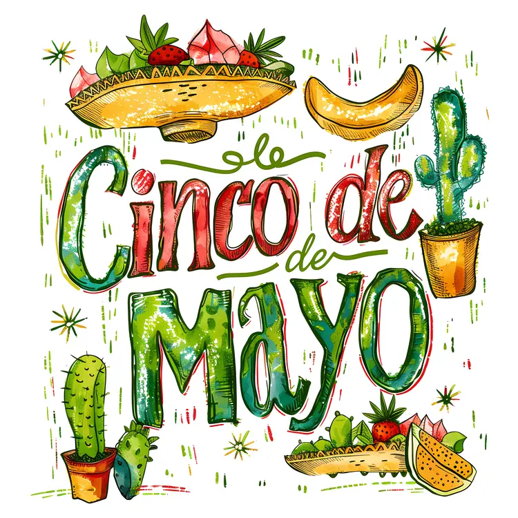 Cinco de Mayo Decor with Sombrero and Cactus