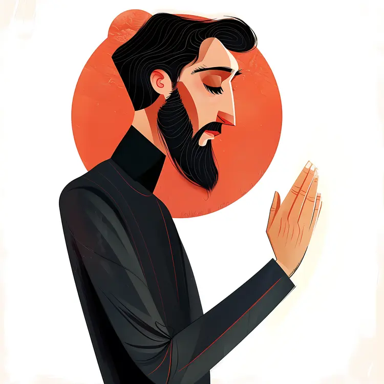 Praying Man with Red Circle Background